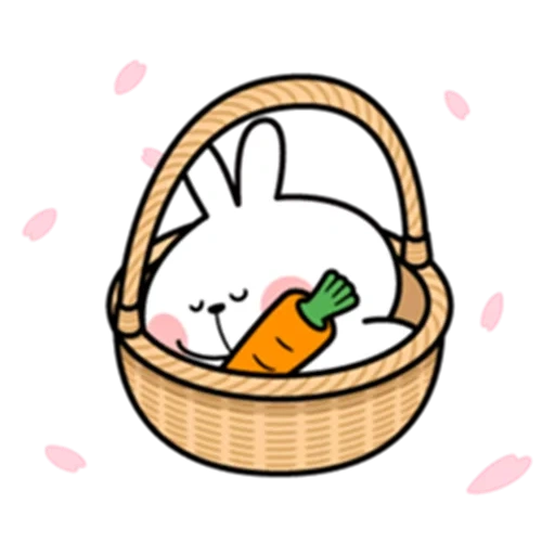 caro coelho, desenho de coelho, coelho de cesto de modelo, pusheen páscoa bunny, cesta de decoração de coelho clipart