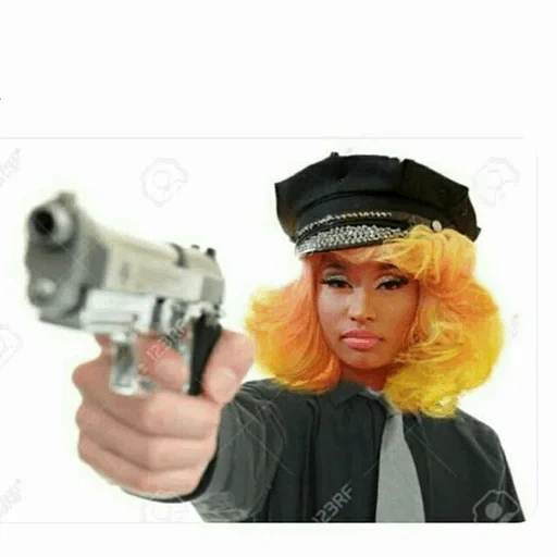 женщина, девушка, ванита рэперша, полицейская блондинка пистолетом, женщина гангстер стиль пистолетом