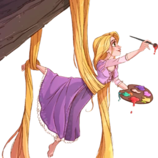 raiponce, disney rapunzel, raiponce avec un pinceau, princesse disney rapunzel, princesses disney rapunzel