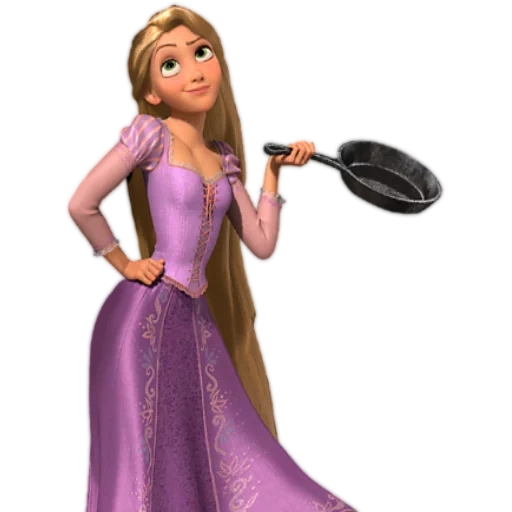 raiponce, disney rapunzel, princesse rapunzel, raiponce avec un fond blanc, raiponce est une poêle à frire