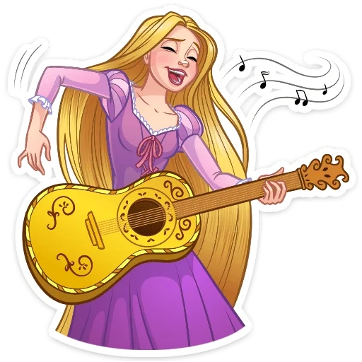rapunzel, rapunzel dengan gitar, putri rapunzel