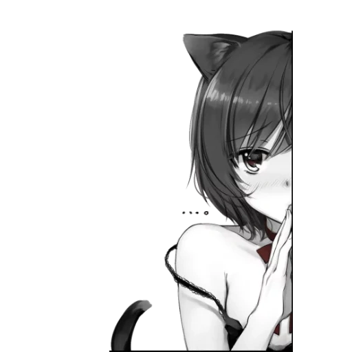 неко, аниме, shy neko, anime neko girl, аниме девочка ушками грустная