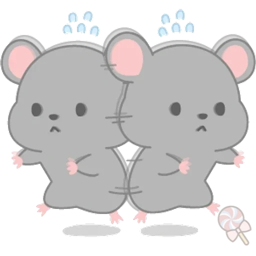 ratones kawaii, chibi kawai mishka, animales kawaii, encantadores elefantes de la pareja, lindos dibujos de kawaii