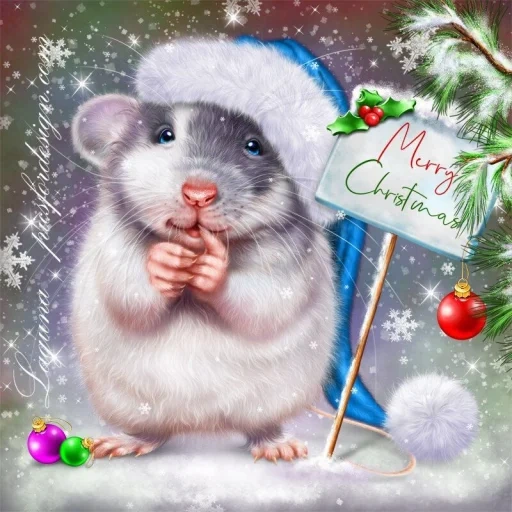 год мыши, год крысы, новогодние открытки, с новым годом хомячок, живые новогодние открытки