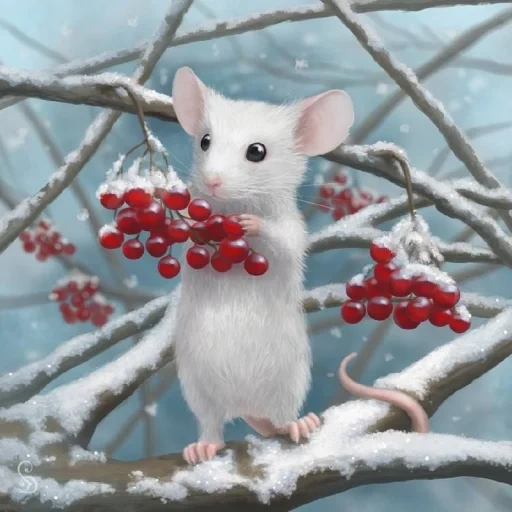 gatto, il mouse è bianco, topi adorabili, topo dolce, il topo di capodanno