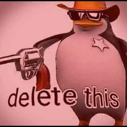 пингвин мем, пингвин 3 д, злой пингвин мем, пингвин шериф с пистолетом