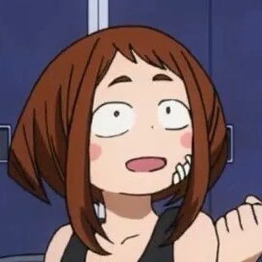 ulaka, anime d'uralaka, ochako uraka, anime de mèmes d'uralaka, uraka burlesque face