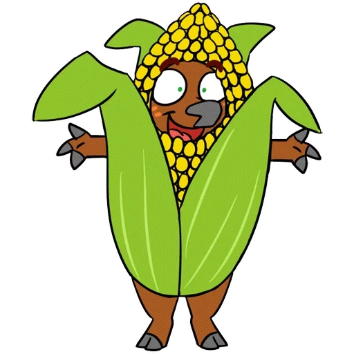 maïs, maïs maléfique, cartoon corn, bow de bande dessinée de maïs