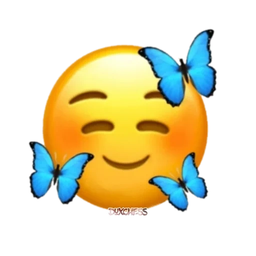 emoji, cher emoji, émoticônes des emoji, papillon souriant, emoji triste