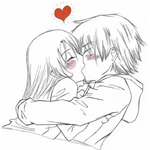 пары аниме, аниме рисунки пары, поцелуй рисунок аниме, аниме поцелуй карандашом, рисунки срисовки аниме поцелуи
