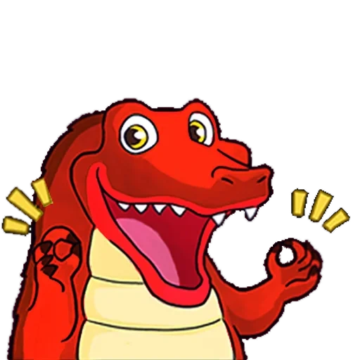 red dinosaur, dinosaur pinch feet, happy dinosaur