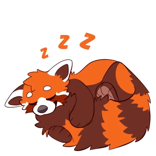 fox, red panda pattern, red panda sticker, little panda cartoon