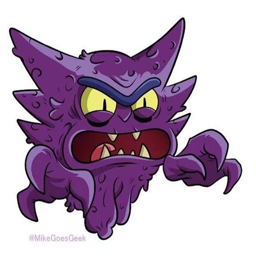 ilustraciones, arte de pintura, pegatinas rickmore, púrpura bebé mágico gengar