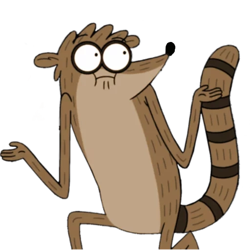 rigby, lucu sekali, rigby raccoon, rigby kartun biasa