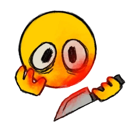 picture, smile with a knife, smiley with a knife, emoji drawings, cursed emoji killer