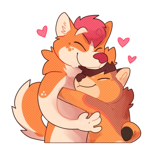 fuli, hug, frie hug, fox frie art, frie fox's love
