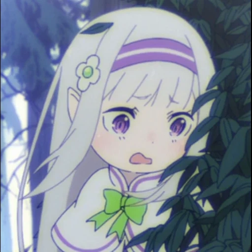 animation, anime picture, emilia re zero, cartoon character, cartoon pattern is cute