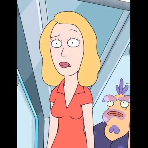 beth smith, rick motti, la cara de motti, cosmo beth smith, rick morty segundo episodio del primer episodio