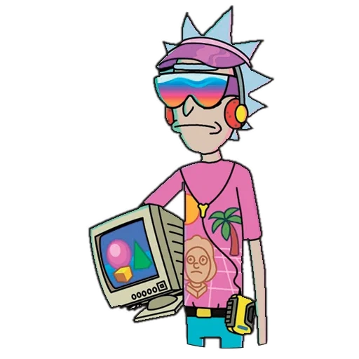 vaporwave, футболка 3, футболка 3 d, vaporwave rick, рик морти vaporwave