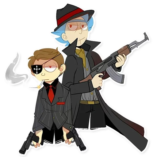 morty, мультики, мафия аниме, рик морти мафия, eddsworld saloonatics