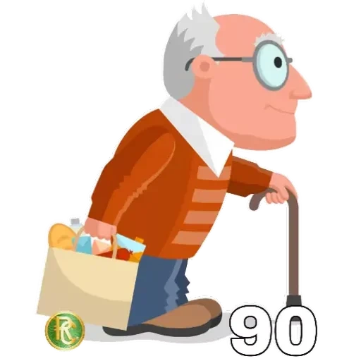 иллюстрация, дедушка рюкзаком, старик векторный, дедушка белом фоне, старик прозрачном фоне