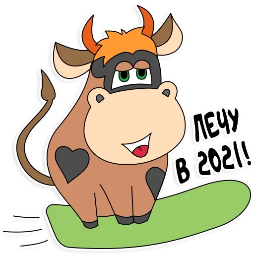 taureau, 2021, vache de taureau, bulle de dessin animé, vache de dessin animé