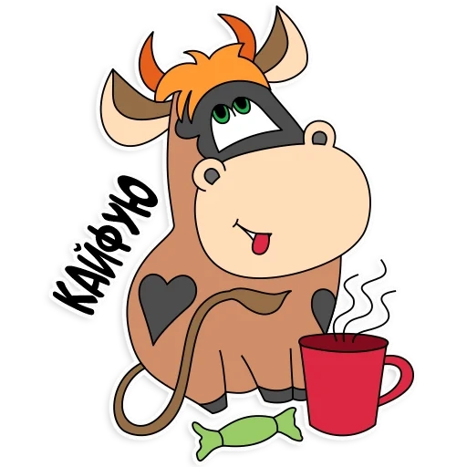 2021, bull cow, merry cow, cartoon cow, cow illustration