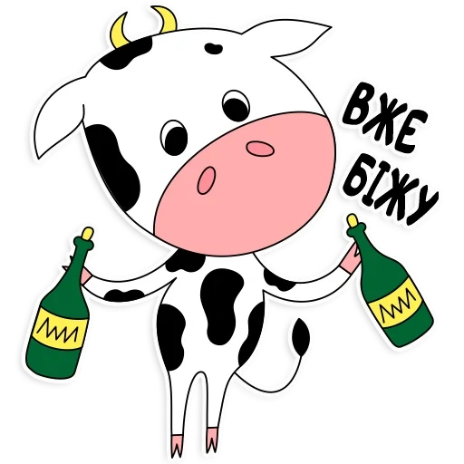 2021, cow, bic stickers, healthy cow, cartoon cow