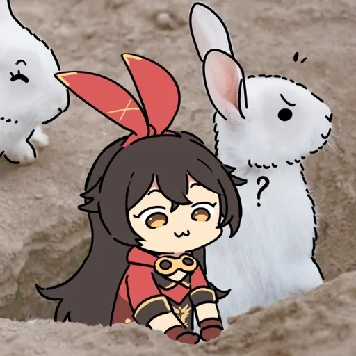аниме, кролик, аниме милые, озорной кролик, аниме персонажи