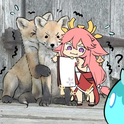 fox, anime, red fox, the anime is funny, the animals are cute