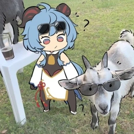 anime, anime, ganyu genshin, animaux d'anime, impact de chèvre genshin