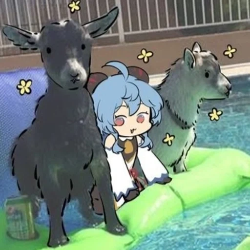 ooyun, anak kambing, nami anime, anime animals, karakter anime