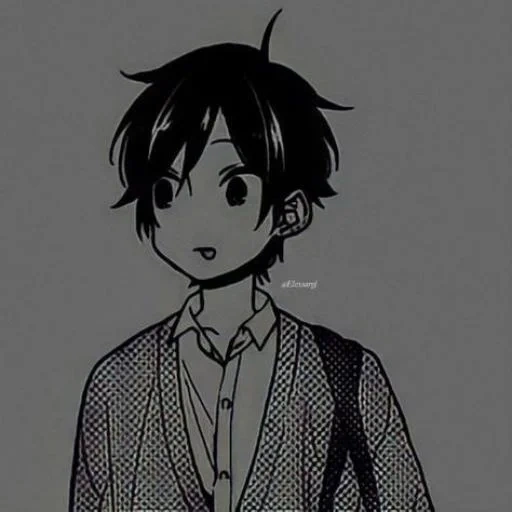 bild, anime zeichnungen, anime charaktere, zeichnungen von anime kunst, miyamura izumi mit kurzen haaren