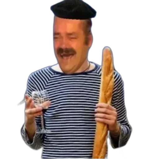 el hombre, humano, anciano, francés con baguette, francés típico