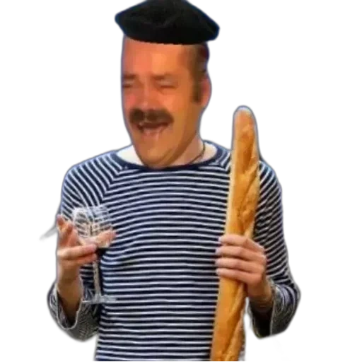 der männliche, mensch, alter mann, franzose mit baguette, typischer franzose