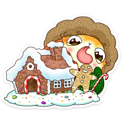ristretto, musim dingin yang lucu, gingerbread house mini, rumah tahun baru jahe, rumah gingerbread sketsa tahun baru