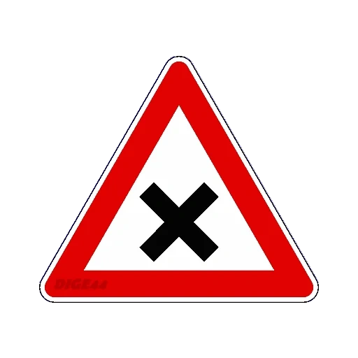 le signe équivaut à l'intersection, l'intersection des routes équivalentes, panneaux de route d'avertissement, signe 1.6 intersection de l'équivalent, signe l'intersection des routes équivalentes