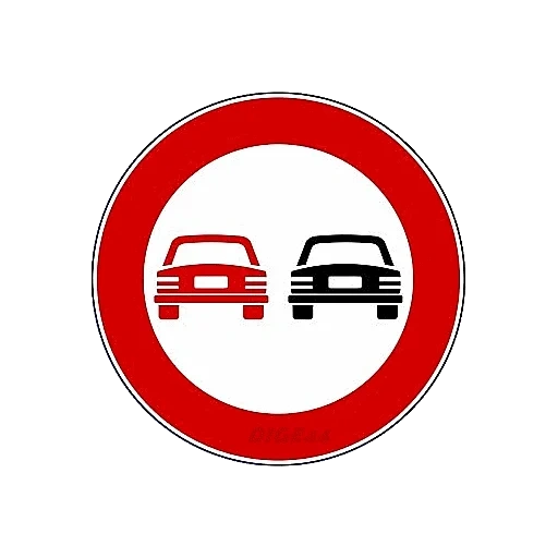 las señales de tráfico, el adelantamiento está prohibido por un signo, señales de tráfico, prohibir letreros de carretera, en general está prohibido la señal de la carretera