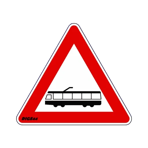 las señales de tráfico, letreros de carretera letreros de carretera, señales de carretera de advertencia, cruzando el signo de la línea del tranvía, advertencia firma la intersección con una línea de tranvía
