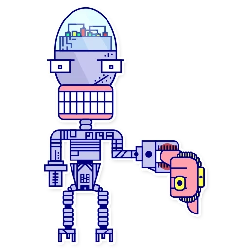 pacote, robô, robo sticker 79, o giro com um adesivo de robo