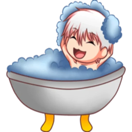 bad, anime süß, babybad, ein bad nehmen, cartoon waschen