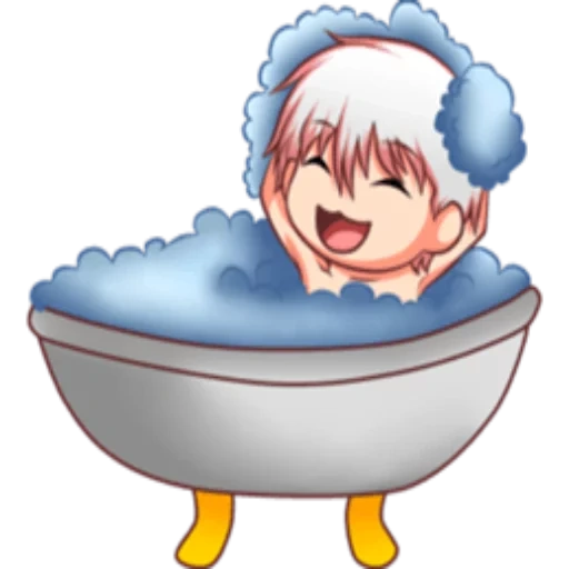 bañera, anime lindo, baño para bebés, para tomar un baño, caricatura de lavado