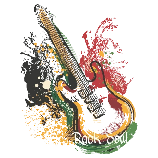 гитара акварель, гитара иллюстрация, гитара клипарт грандж, 1997 the very best rainbow, электрогитара цветной рисунок принта