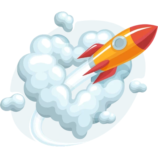 rocket launch, cartoon missile, rocket to the sky drawing, smoke from the rocket vector, sun rocket flat illustration