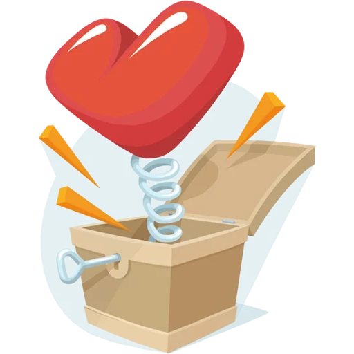 vector heart, clipart heart, surprise heart, heart illustration, the gift jumps out a gift box