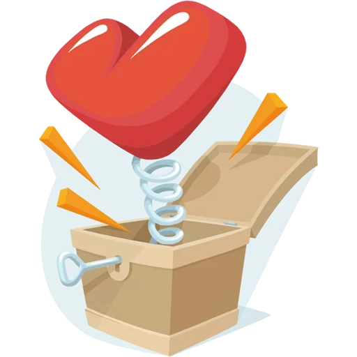 coeur vecteur, clipart heart, cœur surprise, illustration cardiaque, le cadeau saute une boîte cadeau