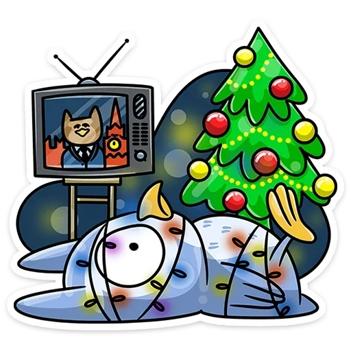 все, телевизор, рисунок новогодней елки