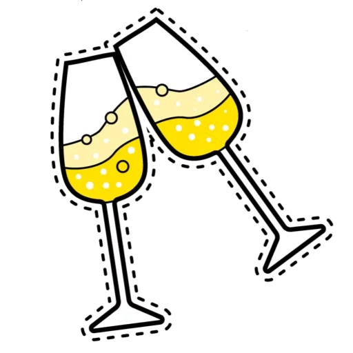 segelas sampanye, champagne cheers, segelas sampanye, cangkir sampanye, gelas anggur kartun warna sampanye