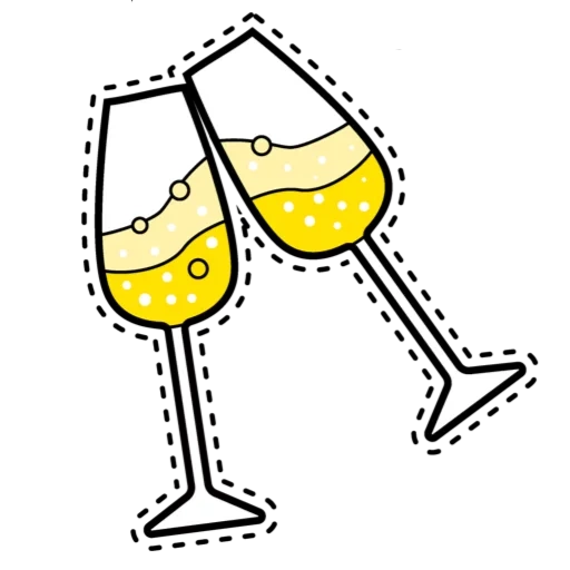 ein glas champagner, prost mit champagner, ein glas champagner, champagnergläser, champagner farbe cartoon weinglas