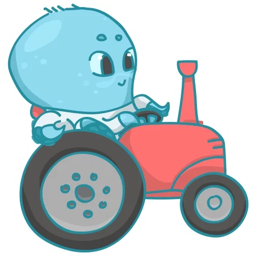 val, blue tractor, a blue tractor is driving, cartoon blue tractor, blue kindera tractor